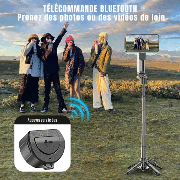 l’essentiel pour capturer vos moments : trépied smartphone pliable 3 en 1 avec perche à selfie et support standard