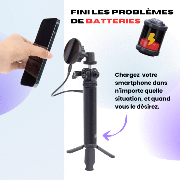 trépied smartphone magsafe avec batterie externe 6000mah & Éclairage pocket light