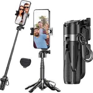 l’essentiel pour capturer vos moments : trépied smartphone pliable 3 en 1 avec perche à selfie et support standard