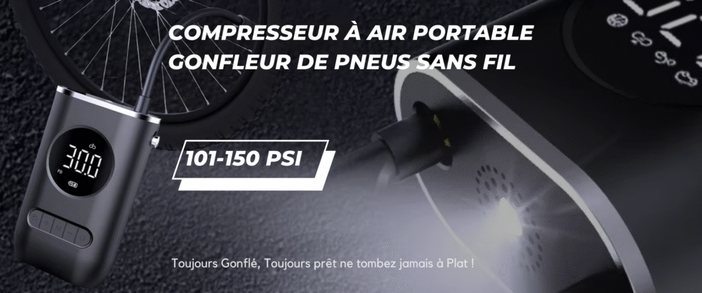 banniere acceuil produit noir et blan gonfleur led