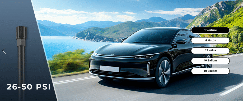 gonfleur voiture gros plan