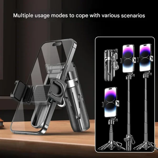 l’essentiel pour capturer vos moments : trépied smartphone pliable 3 en 1 avec perche à selfie et support standard